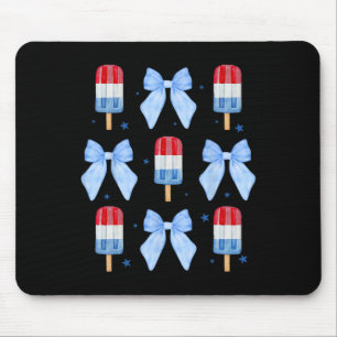 Of July Cute Popsicle Bows Patriotic Women Kids 1  Mouse Mat