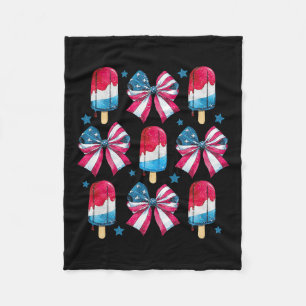 Of July Cute Popsicle Bows Patriotic Women Kids Fleece Blanket