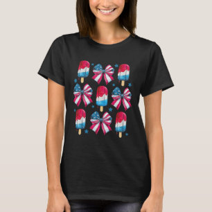 Of July Cute Popsicle Bows Patriotic Women Kids T-Shirt