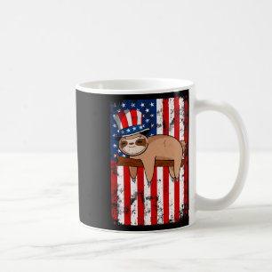 Of July Cute Sloth Usa American Flag Independence Coffee Mug