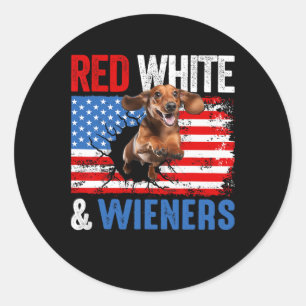 Of July Dachshund Dog Shirt Red White And Wieners Classic Round Sticker
