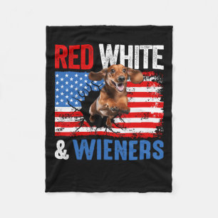 Of July Dachshund Dog Shirt Red White And Wieners  Fleece Blanket