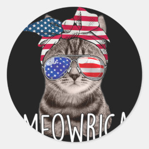 Of July Day Of Independence Meowrica meowrica Cat  Classic Round Sticker