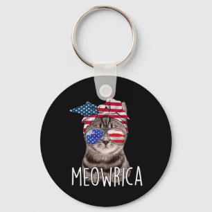 Of July Day Of Independence Meowrica meowrica Cat Key Ring