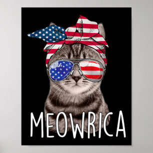 Of July Day Of Independence Meowrica meowrica Cat  Poster
