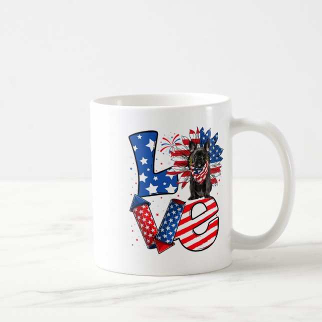 Of July Decor Patriotic Love French Bulldog Dog Us Coffee Mug (Right)