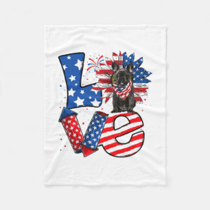 Of July Decor Patriotic Love French Bulldog Dog Us Fleece Blanket