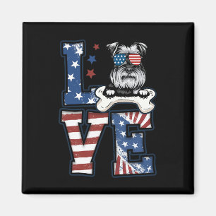 Of July Decor Patriotic Love Schnauzer Dog Usa Fla Magnet