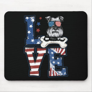 Of July Decor Patriotic Love Schnauzer Dog Usa Fla Mouse Mat