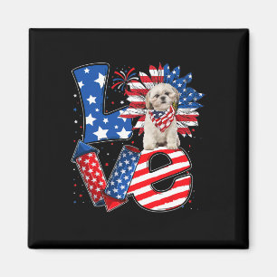 Of July Decor Patriotic Love Shih Tzu Dog Usa Flag Magnet