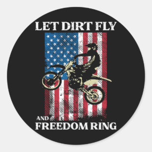 Of July Dirt Bike Motocross America Biker Men Wome Classic Round Sticker
