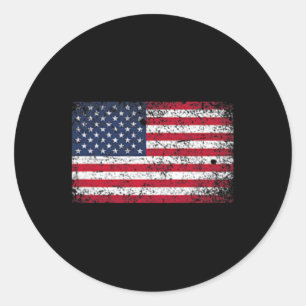 Of July Distressed American Usa Flag Pocket Classic Round Sticker