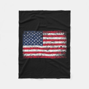 Of July Distressed American Usa Flag Pocket Fleece Blanket