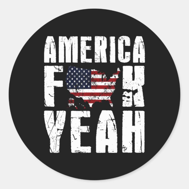 Of July Funny - America Yeah  Classic Round Sticker (Front)