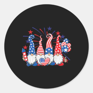 Of July Gnomes Patriotic American Flag Cute Gnome Classic Round Sticker