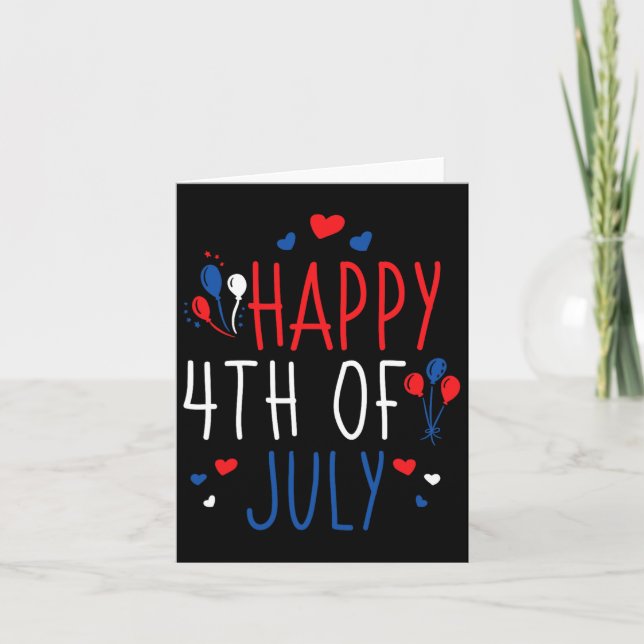 Of July Happy 4th Of July American Flag  Card (Front)