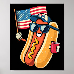 Of July Hotdog Funny Fourth Of July Patriotic Usa  Poster