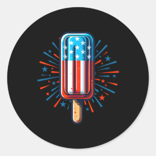 Of July Ice Cream American Flag Patriotic Summer K Classic Round Sticker