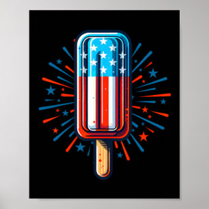 Of July Ice Cream American Flag Patriotic Summer K Poster