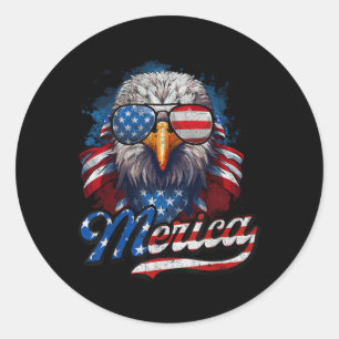 Of July Merica Eagle Usa Flag American Independenc Classic Round Sticker