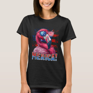 Of July Merica Flamingo American Flag Kids Men Wom T-Shirt