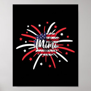 Of July Mimi Sunflower American Flag Fireworks  Poster
