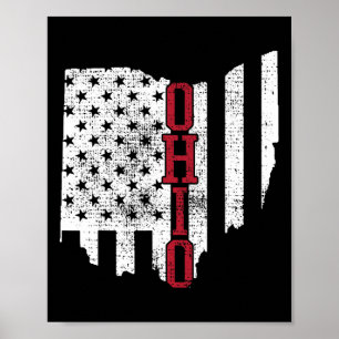 Of July Ohio Usa Us Flag States Vintage  Poster
