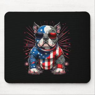 Of July Patriotic American Bully Dog Us Flag Mouse Mat