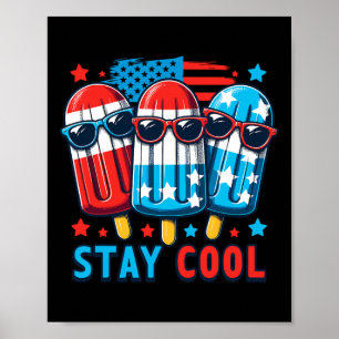 Of July Patriotic American Flag Ice Pop Popsicle B Poster
