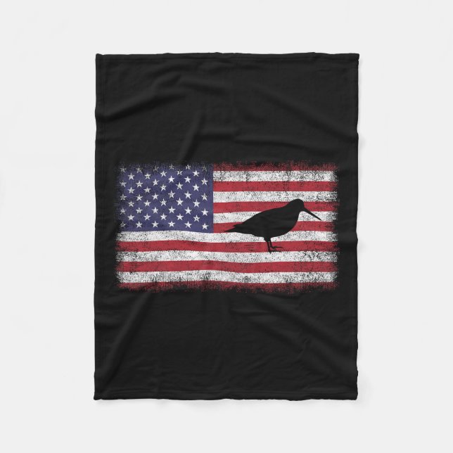 Of July Patriotic American Woodcock Bird Lover Usa Fleece Blanket (Front)