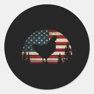 Of July Patriotic Chicken American Usa Flag Chicke Classic Round Sticker