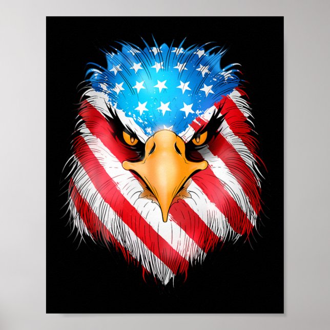 Of July Patriotic Eagle Usa American Flag Men Boys Poster (Front)
