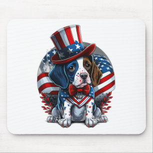 Of July Patriotic English Pointer Dog Us Flag Mouse Mat