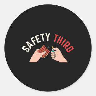 Of July Patriotic Fireworks Safety Third Classic Round Sticker