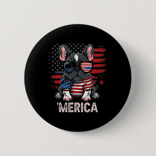 Of July Patriotic Frenchie Dog Merica 6 Cm Round Badge