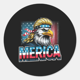Of July Patriotic Funny Eagle July 4th Usa Merica Classic Round Sticker