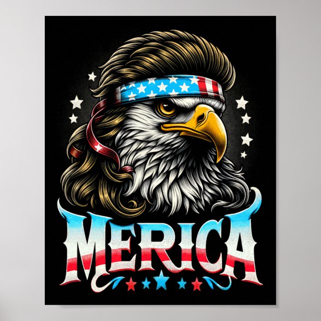 Of July Patriotic Funny Eagle July 4th Usa Merica  Poster (Front)