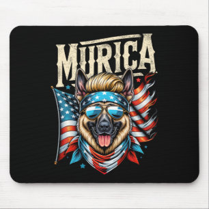Of July Patriotic Funny German Shepherd July 4th U Mouse Mat