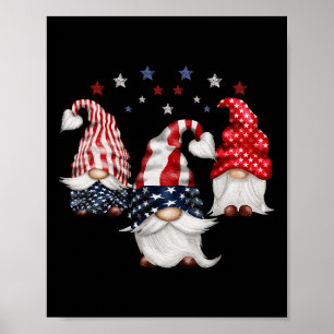 Of July Patriotic Gnomes Funny Cute American Usa F Poster