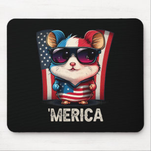 Of July Patriotic Hamster Merica  Mouse Mat