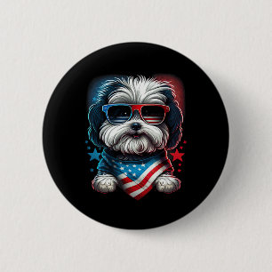 Of July Patriotic Havanese Dog Us Flag 6 Cm Round Badge