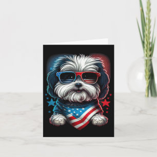 Of July Patriotic Havanese Dog Us Flag Card