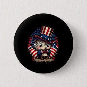 Of July Patriotic Hedgehog Us Flag 6 Cm Round Badge