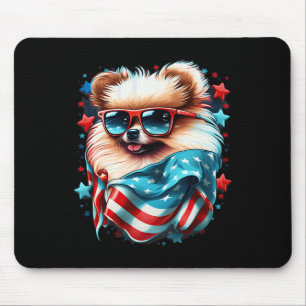 Of July Patriotic Pomeranian Dog Us Flag Mouse Mat