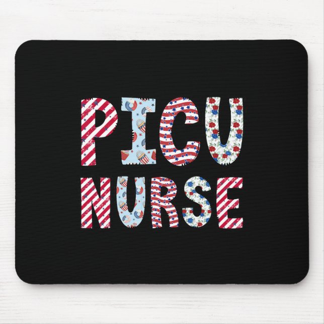 Of July Picu Nurse Independence Day American Flag  Mouse Mat (Front)