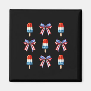 Of July Popsicle Bows Coquette American Flag Patri Magnet