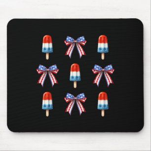 Of July Popsicle Bows Coquette American Flag Patri Mouse Mat