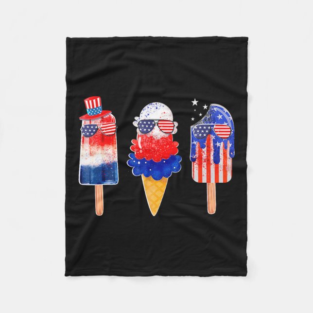 Of July Popsicle Red White Blue American Flag Patr Fleece Blanket (Front)