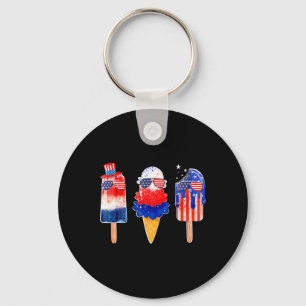 Of July Popsicle Red White Blue American Flag Patr Key Ring