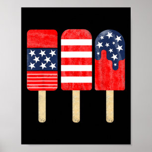 Of July Popsicle Red White Blue American Flag Patr Poster